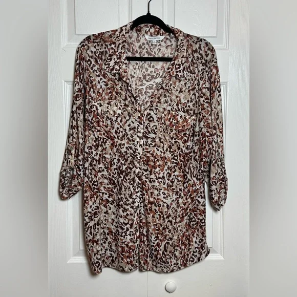 Stylish Leopard Print Women's Blouse - Picture 1 of 6